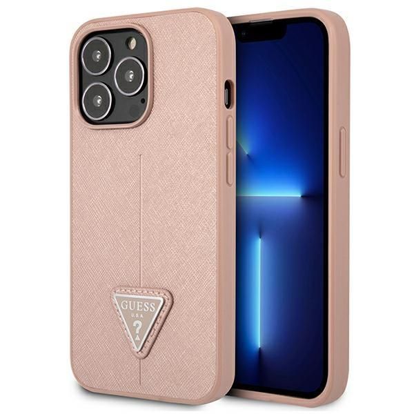 Aizmugurējais vāciņš Guess Guess GUHCP13LPSATLP iPhone 13 Pro / 13 6.1" pink/pink hardcase SaffianoTriangle Logo