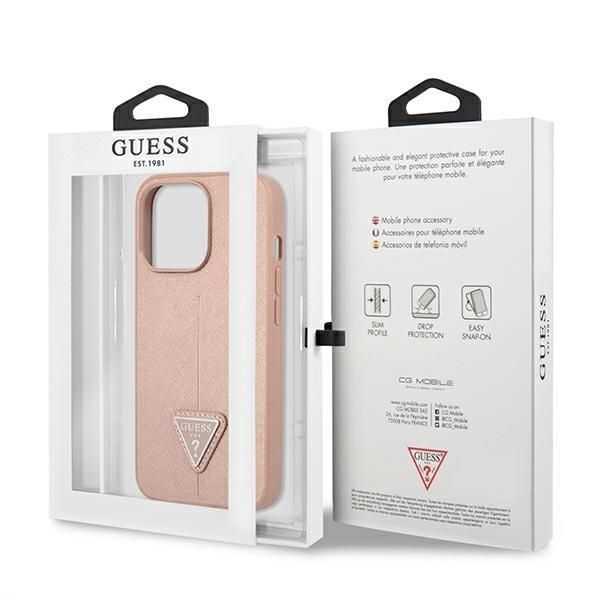 Aizmugurējais vāciņš Guess Guess GUHCP13LPSATLP iPhone 13 Pro / 13 6.1" pink/pink hardcase SaffianoTriangle Logo