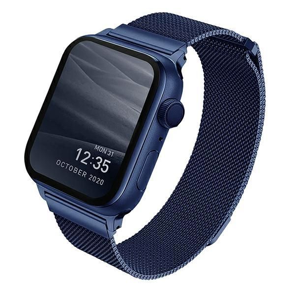 Aizmugurējais vāciņš UNIQ Uniq Dante Stainless Steel Strap for Apple Watch 1/2/3/4/5/6/7/8/SE/SE2 38/40/41mm - Blue