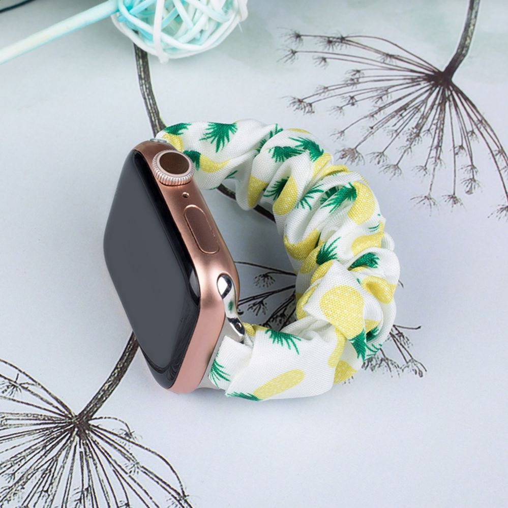 Back panel cover Hurtel Fabric band for Apple Watch 38 / 40 / 41 mm strap bracelet rubber band - pineapple