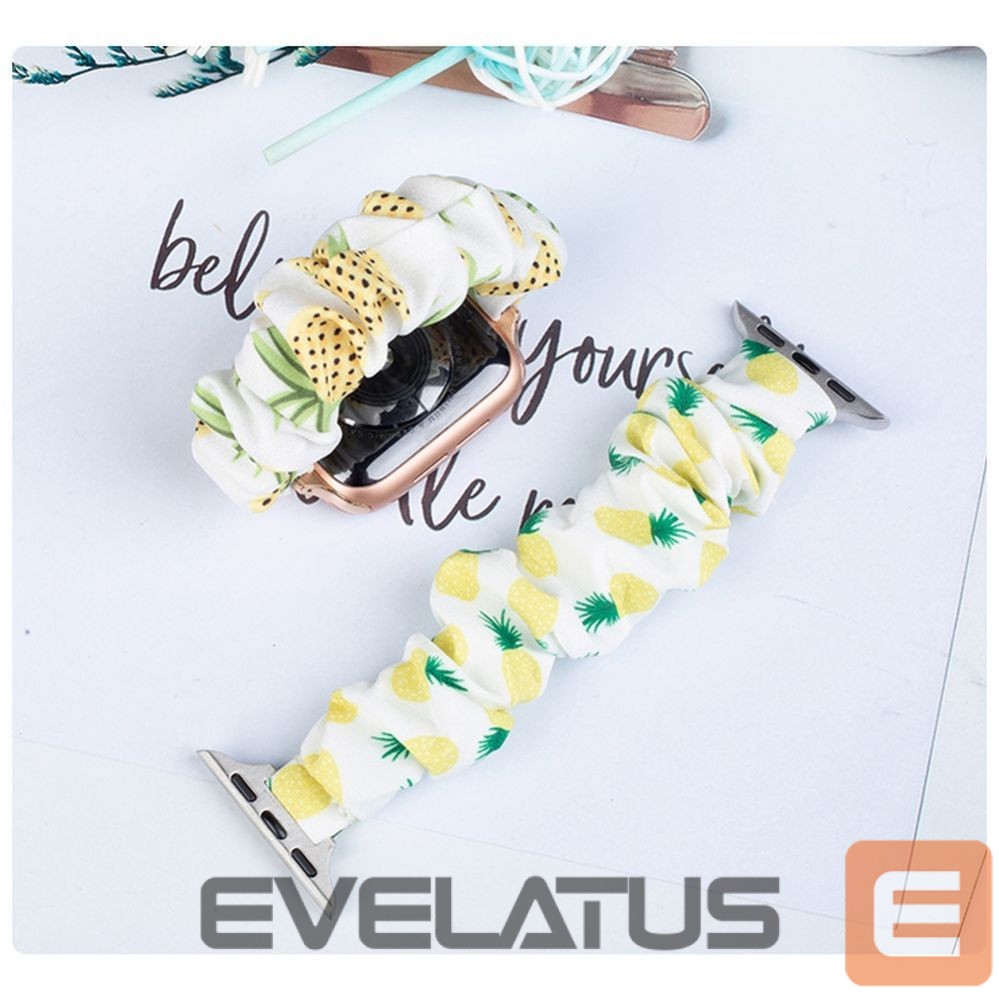 Back panel cover Hurtel Fabric band for Apple Watch 42 / 44 / 45 mm strap bracelet rubber band - pineapple