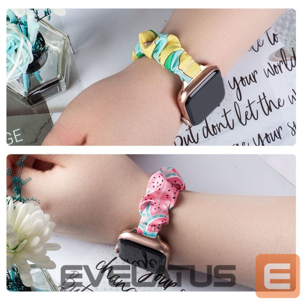 Back panel cover Hurtel Fabric band for Apple Watch 42 / 44 / 45 mm strap bracelet rubber band - pineapple