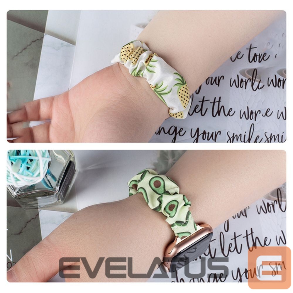 Back panel cover Hurtel Fabric band for Apple Watch 42 / 44 / 45 mm strap bracelet rubber band - pineapple