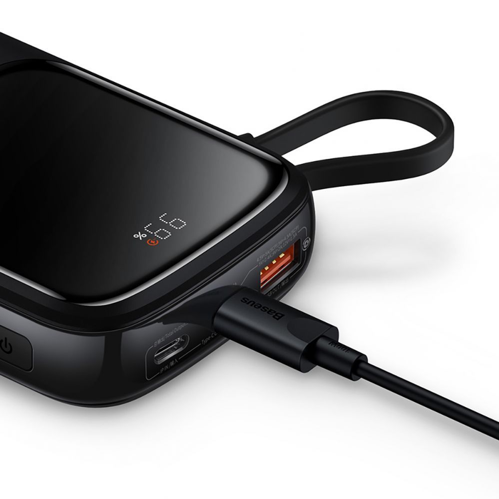 Väline aku Baseus Baseus Qpow power bank 10000mAh built-in USB Type-C cable 22.5W Quick Charge SCP AFC FCP white (PPQD020102)