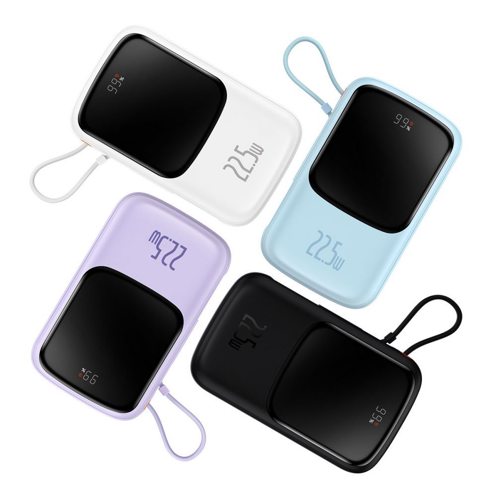 Väline aku Baseus Baseus Qpow power bank 10000mAh built-in USB Type-C cable 22.5W Quick Charge SCP AFC FCP white (PPQD020102)