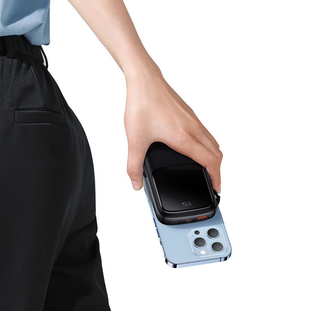 Väline aku Baseus Baseus Qpow power bank 10000mAh built-in USB Type-C cable 22.5W Quick Charge SCP AFC FCP white (PPQD020102)