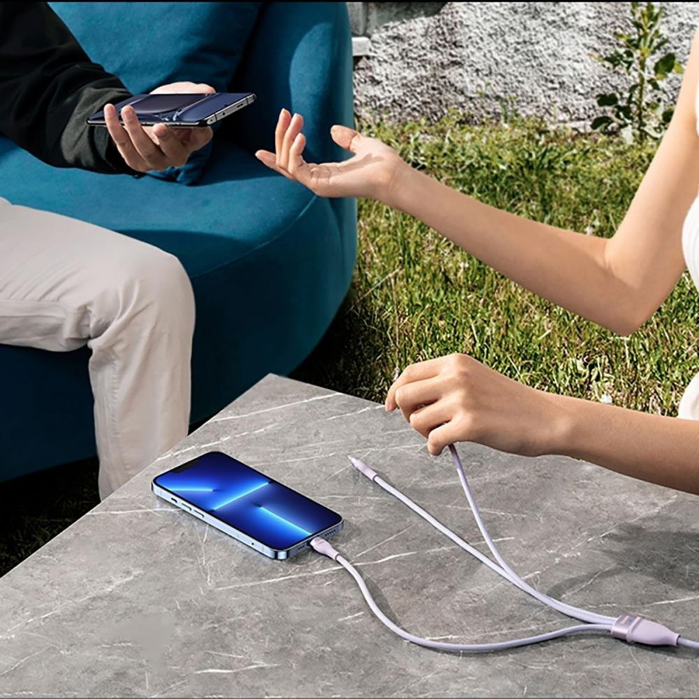 Cable Baseus Baseus Flash Series II cable USB Type C / USB Type A - USB Type C / Lightning / micro USB 100 W 1.5 m blue (CASS030203)