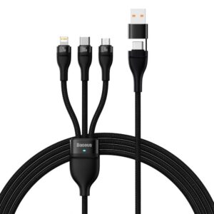 Cable Baseus  Baseus Flash Series II USB Type C / USB Type A cable - USB Type C / Lightning / micro USB 100 W 1.2 m black (CASS030101) 