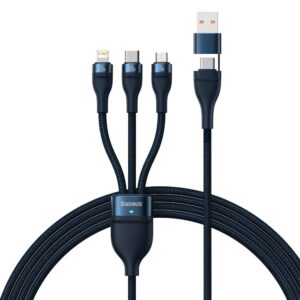 Kabelis Baseus  Baseus Flash Series II cable USB Type C / USB Type A - USB Type C / Lightning / micro USB 100 W 1.2 m blue (CASS030103)