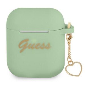 Aizmugurējais vāciņš Guess  Guess GUA2LSCHSN AirPods cover green/green Silicone Charm Heart Collection