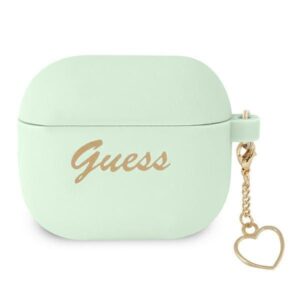 Aizmugurējais vāciņš Guess  Guess GUA3LSCHSN AirPods 3 cover green/green Silicone Charm Heart Collection
