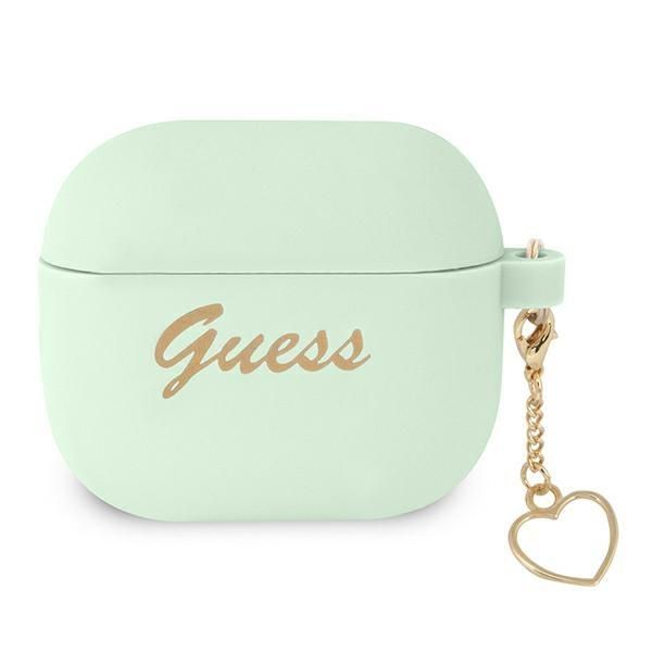 Back panel cover Guess Guess GUA3LSCHSN AirPods 3 cover green/green Silicone Charm Heart Collection