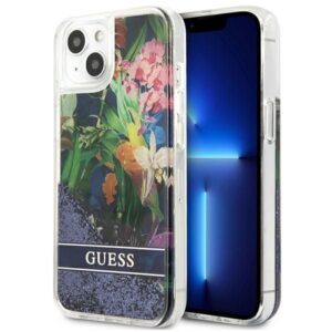 Aizmugurējais vāciņš Guess  Guess GUHCP13SLFLSB iPhone 13 mini 5.4" blue/blue hardcase Flower Liquid Glitter