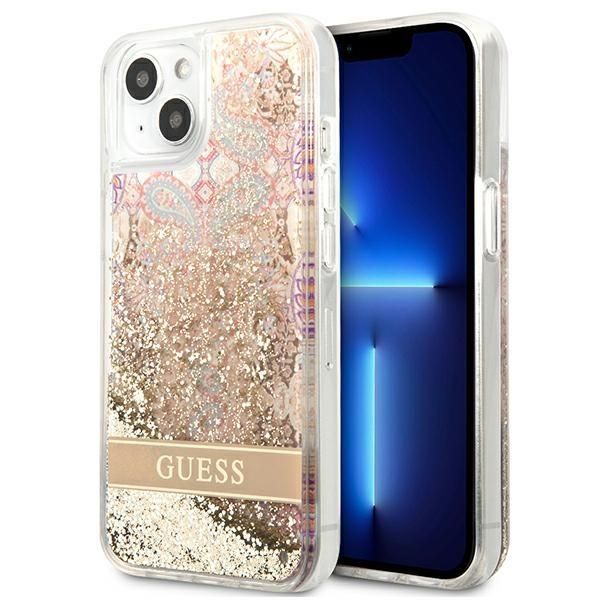 Aizmugurējais vāciņš Guess Guess GUHCP13SLFLSD iPhone 13 mini 5.4" gold/gold hardcase Paisley Liquid Glitter