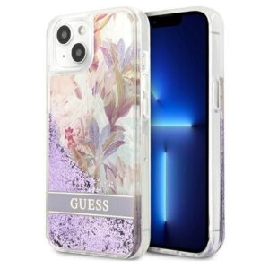 Aizmugurējais vāciņš Guess  Guess GUHCP13SLFLSU iPhone 13 mini 5.4" purple/purple hardcase Flower Liquid Glitter