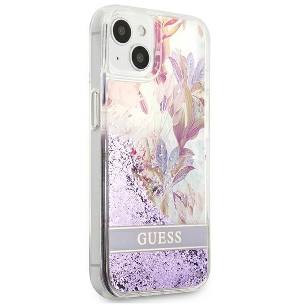 Nugarėlės dėklai Guess Guess GUHCP13SLFLSU iPhone 13 mini 5.4" purple/purple hardcase Flower Liquid Glitter