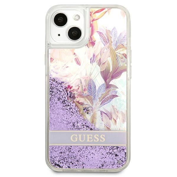 Nugarėlės dėklai Guess Guess GUHCP13SLFLSU iPhone 13 mini 5.4" purple/purple hardcase Flower Liquid Glitter