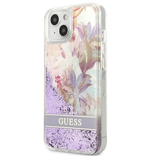 Nugarėlės dėklai Guess Guess GUHCP13SLFLSU iPhone 13 mini 5.4" purple/purple hardcase Flower Liquid Glitter
