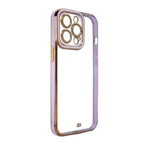 Back panel cover Hurtel  Fashion Case Case for Samsung Galaxy A12 5G Gold Frame Gel Cover Purple 
