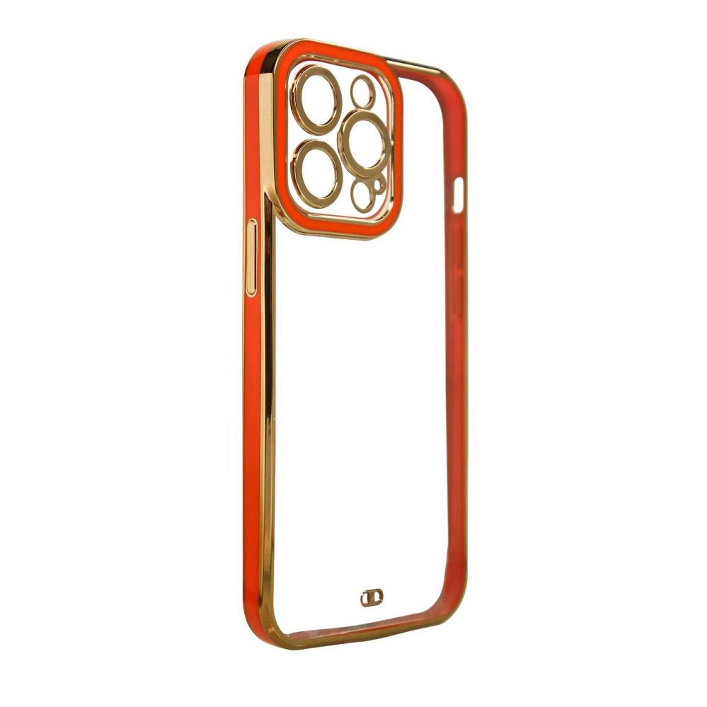 Back panel cover Hurtel Fashion Case for iPhone 13 Pro Gold Frame Gel Cover Red