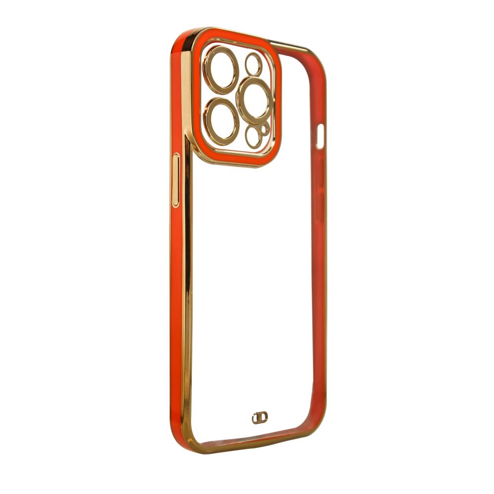 Back panel cover Hurtel Fashion Case for iPhone 13 Pro Max Gold Frame Gel Cover Red