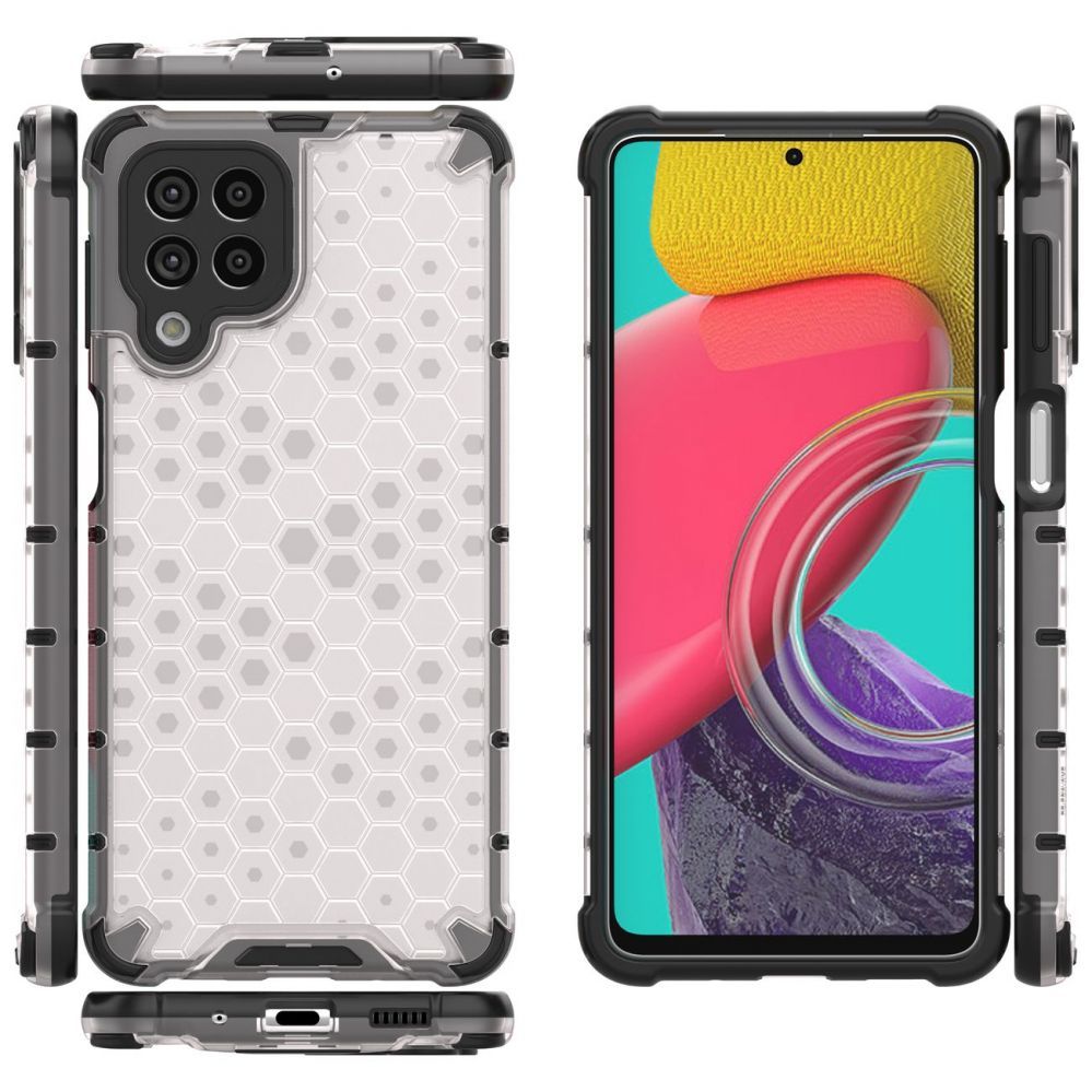 Aizmugurējais vāciņš Hurtel Honeycomb case armored cover with a gel frame for Samsung Galaxy M53 5G transparent