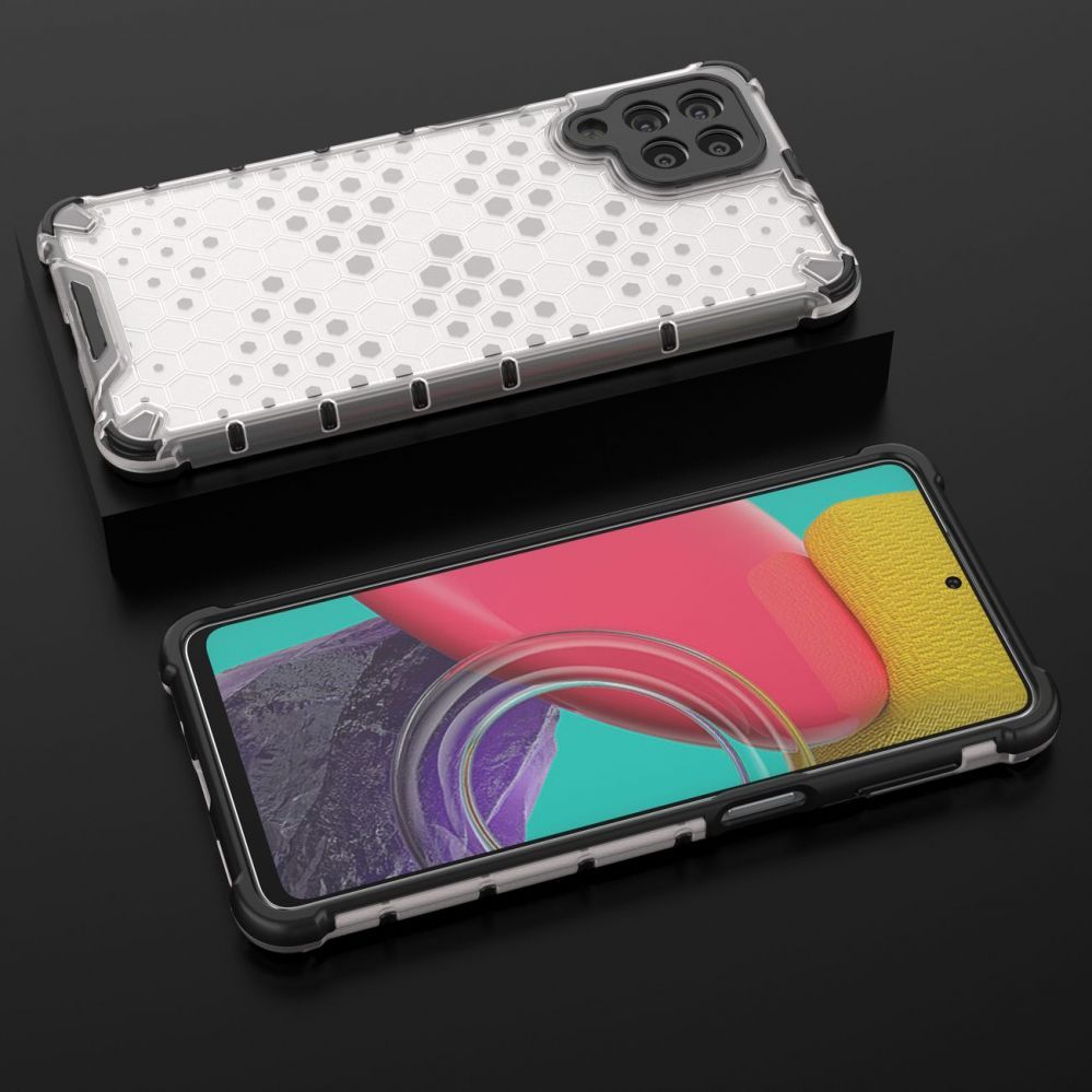 Aizmugurējais vāciņš Hurtel Honeycomb case armored cover with a gel frame for Samsung Galaxy M53 5G transparent