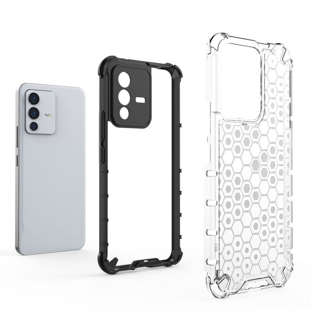 Tagakaaned Hurtel - Honeycomb case armored cover with a gel frame Vivo V23 5G black