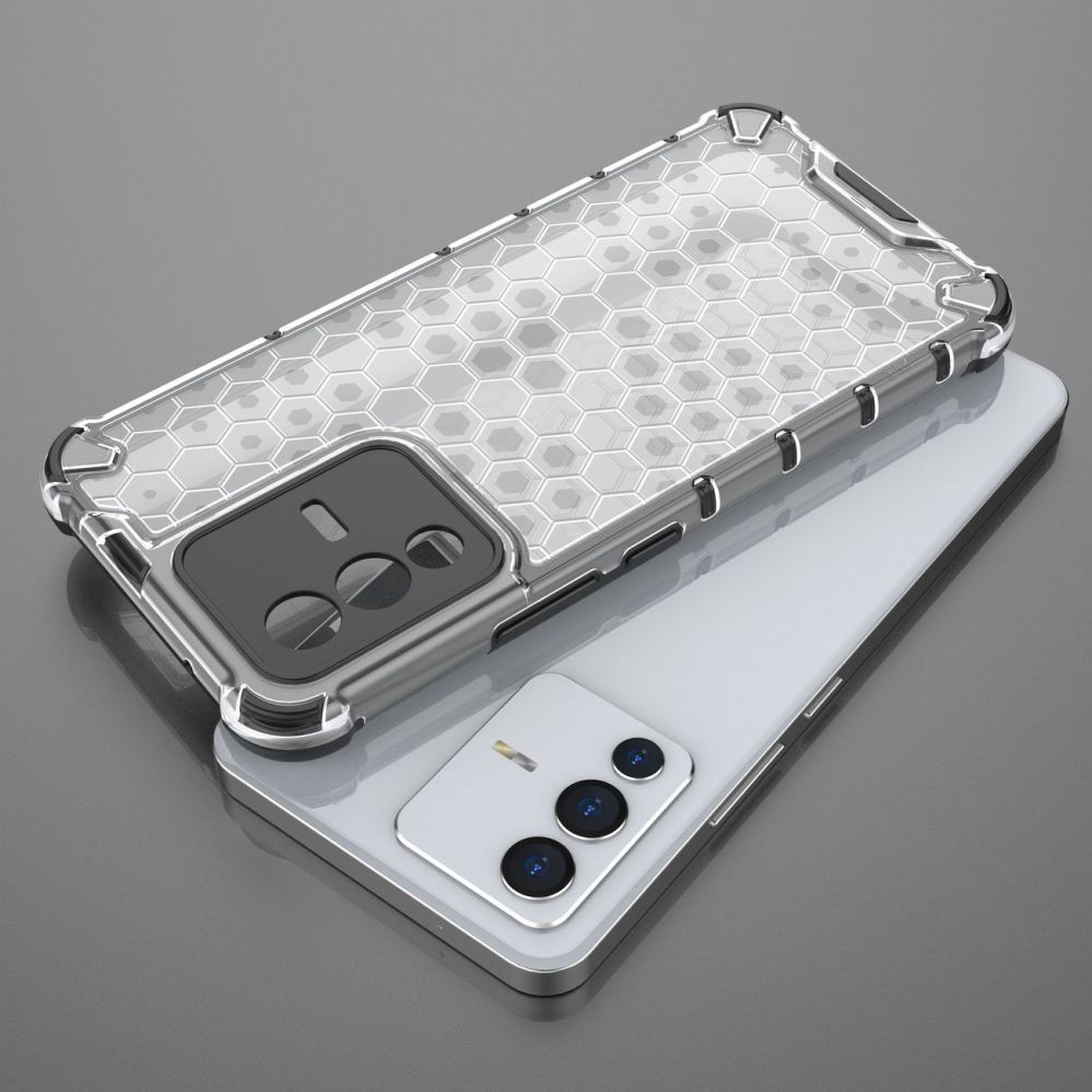 Aizmugurējais vāciņš Hurtel Honeycomb case armored cover with a gel frame for Vivo V23 5G transparent