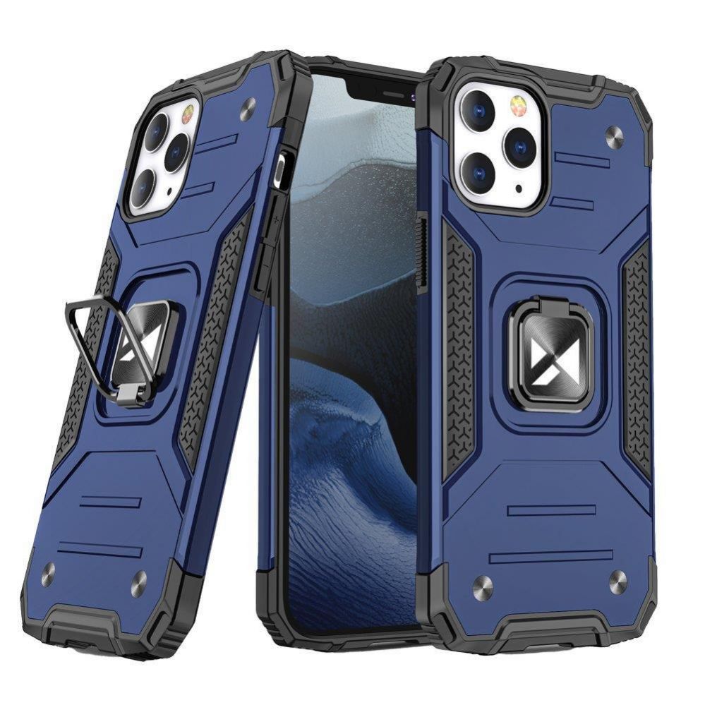 Back panel cover Wozinsky Wozinsky Ring Armor case for iPhone 14 Pro armored cover magnetic holder ring blue