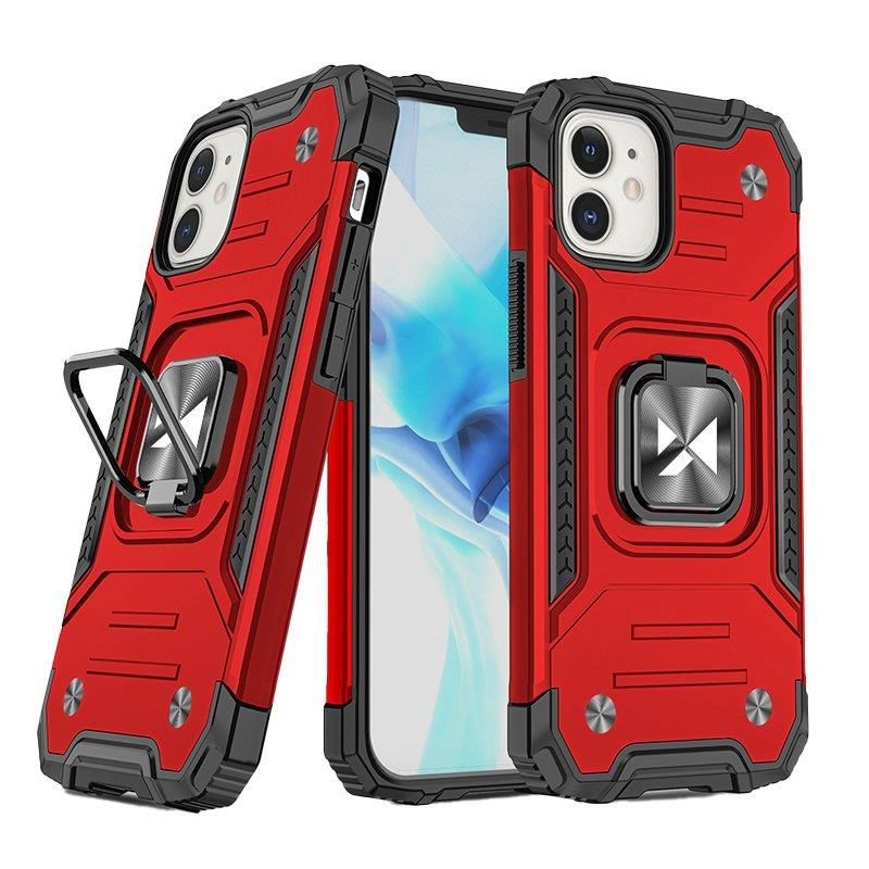 Back panel cover Wozinsky Wozinsky Ring Armor case for iPhone 14 Plus armored cover magnetic holder ring red