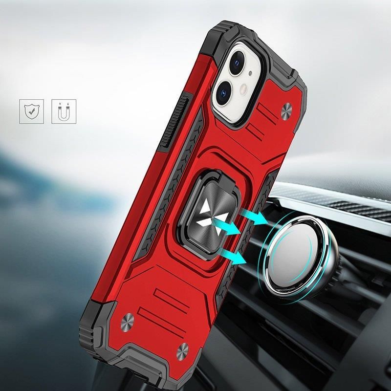 Back panel cover Wozinsky Wozinsky Ring Armor case for iPhone 14 Plus armored cover magnetic holder ring red
