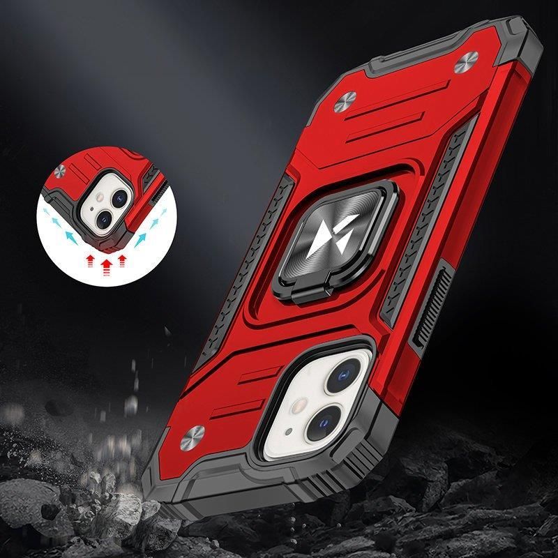 Back panel cover Wozinsky Wozinsky Ring Armor case for iPhone 14 Plus armored cover magnetic holder ring red