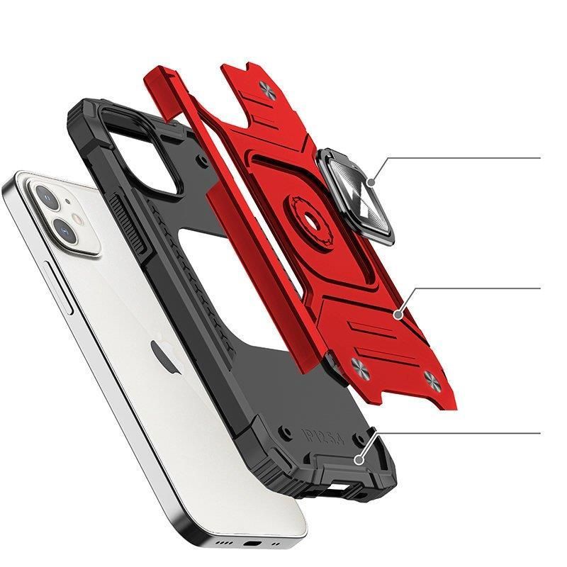 Back panel cover Wozinsky Wozinsky Ring Armor case for iPhone 14 Plus armored cover magnetic holder ring red