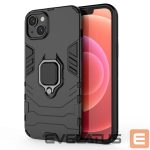 Back panel cover Hurtel  Ring Armor case for iPhone 14 armored cover magnetic holder ring black 