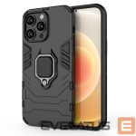 Back panel cover Hurtel  Ring Armor case for iPhone 14 Pro Max armored cover magnetic holder ring black 