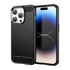 Aizmugurējais vāciņš Hurtel  Carbon Case iPhone 14 Pro flexible gel back cover black 