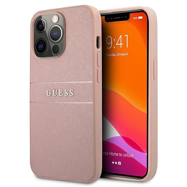 Nugarėlės dėklai Guess Guess GUHCP13XPSASBPI iPhone 13 Pro Max 6.7" pink/pink hardcase Saffiano Stripe
