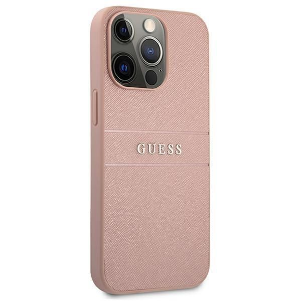 Nugarėlės dėklai Guess Guess GUHCP13XPSASBPI iPhone 13 Pro Max 6.7" pink/pink hardcase Saffiano Stripe