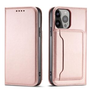 Aizmugurējais vāciņš Hurtel - Magnet Card Case case for iPhone 14 Pro flip cover wallet stand pink 