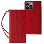 Nugarėlės dėklai Hurtel - Magnet Strap Case iPhone 14 Pro Case with Flip Wallet Mini Lanyard Stand Red 