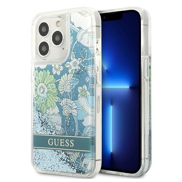 Nugarėlės dėklai Guess Guess GUHCP13LLFLSN iPhone 13 Pro / 13 6.1" green/green hardcase Flower Liquid Glitter