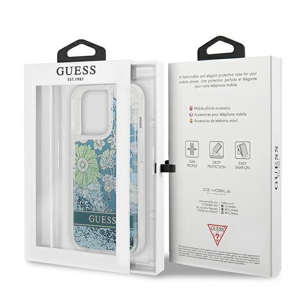 Nugarėlės dėklai Guess Guess GUHCP13LLFLSN iPhone 13 Pro / 13 6.1" green/green hardcase Flower Liquid Glitter