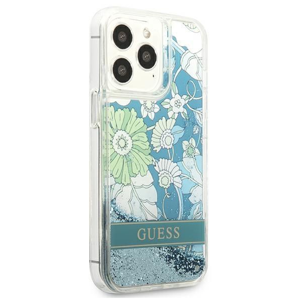 Nugarėlės dėklai Guess Guess GUHCP13LLFLSN iPhone 13 Pro / 13 6.1" green/green hardcase Flower Liquid Glitter