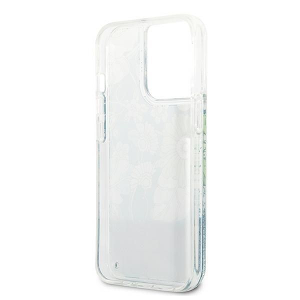 Nugarėlės dėklai Guess Guess GUHCP13LLFLSN iPhone 13 Pro / 13 6.1" green/green hardcase Flower Liquid Glitter
