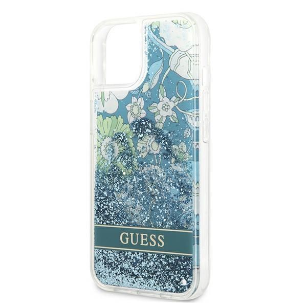 Aizmugurējais vāciņš Guess Guess GUHCP13SLFLSN iPhone 13 mini 5.4" green/green hardcase Flower Liquid Glitter