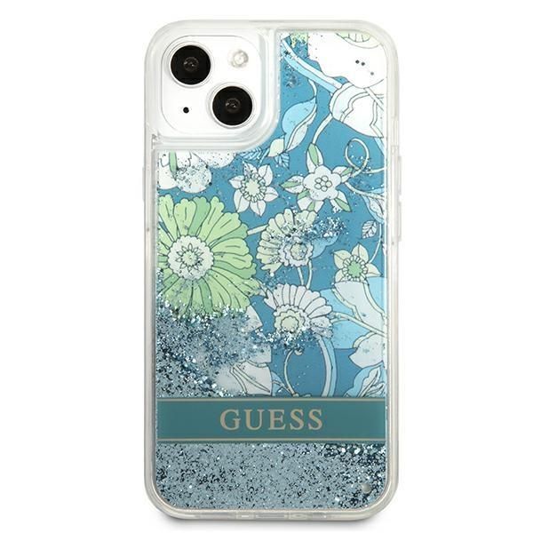 Aizmugurējais vāciņš Guess Guess GUHCP13SLFLSN iPhone 13 mini 5.4" green/green hardcase Flower Liquid Glitter