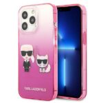 Back panel cover Karl Lagerfeld  Karl Lagerfeld KLHCP13LTGKCP iPhone 13 Pro / 13 6,1" hardcase różowy/pink Gradient Ikonik Karl & Choupette 