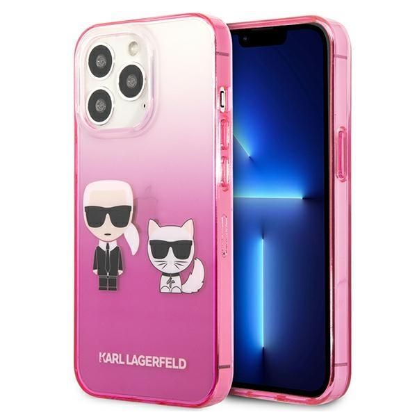 Back panel cover Karl Lagerfeld Karl Lagerfeld KLHCP13LTGKCP iPhone 13 Pro / 13 6,1" hardcase różowy/pink Gradient Ikonik Karl & Choupette