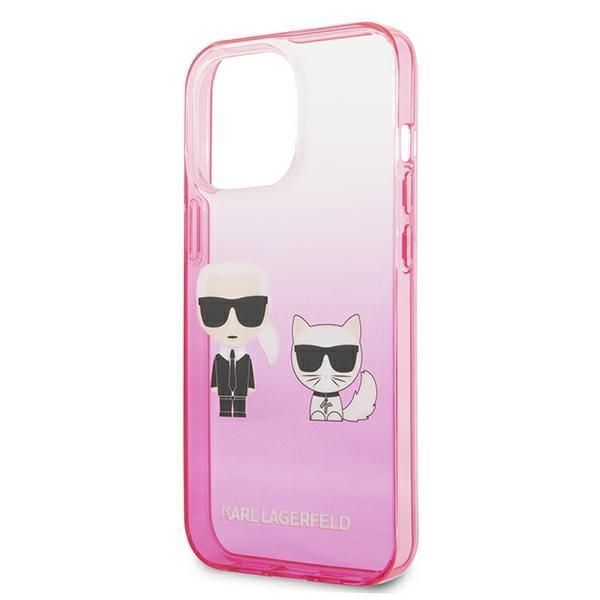 Back panel cover Karl Lagerfeld Karl Lagerfeld KLHCP13LTGKCP iPhone 13 Pro / 13 6,1" hardcase różowy/pink Gradient Ikonik Karl & Choupette